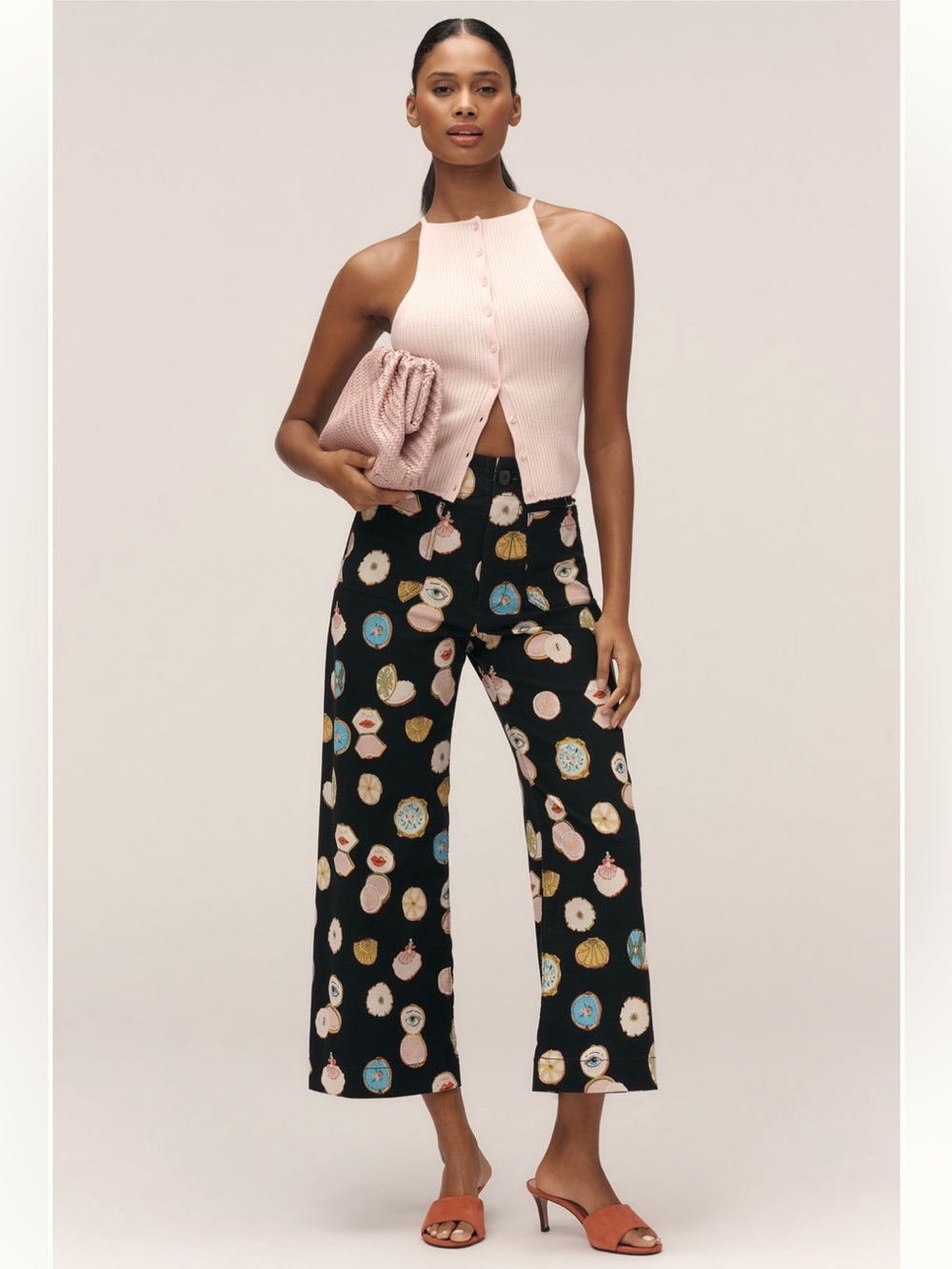 Anthropologie Danielle Kroll X Maeve Colette Crop Wide-Leg Pants